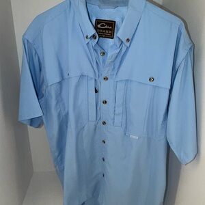 Drake Light Blue Short-Sleeve Fishing Shirt Mens Medium
